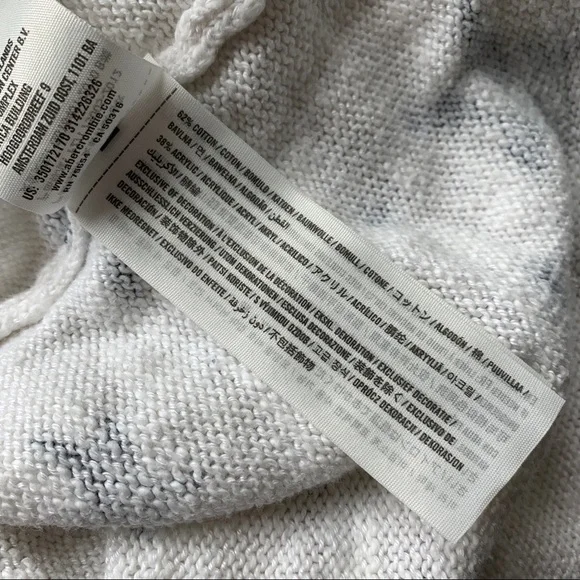 Hollister // White Open Knit Sweater Grey Stars All Over Long Sleeves Medium - Picture 10 of 10